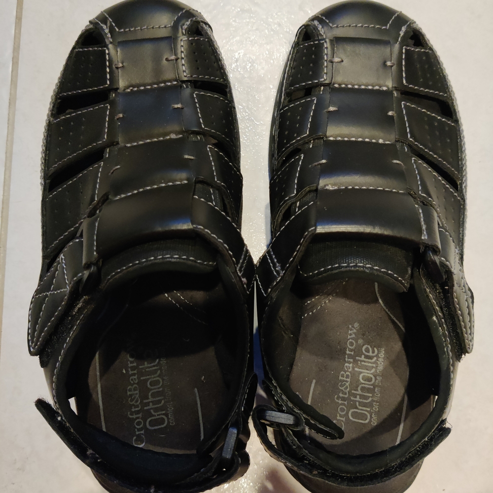 Croft & Barrow Men's Black Leather Sandals Size 7